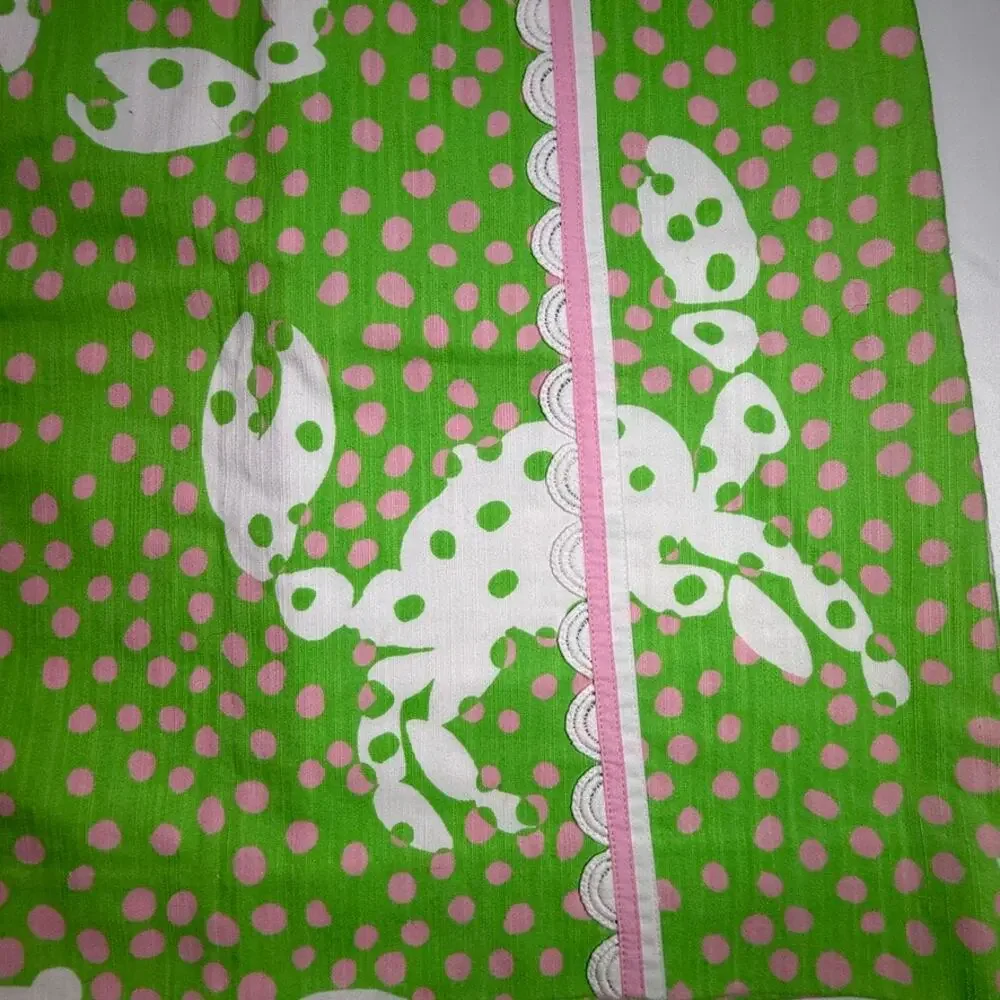 Lilly Pulitzer Originals Pink Green Crab Print Cotton Mini Skirt Coastal Size 2